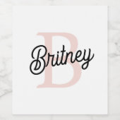 モノグラムモダンとネームPastelピンク ワインラベル (シングルラベル)