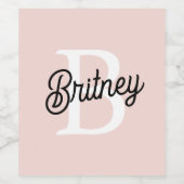 モノグラムモダンとネームPastelピンク ワインラベル (シングルラベル)