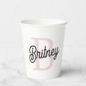 モノグラムモダンとネームPastelピンク 紙コップ (裏面)