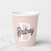 モノグラムモダンとネームPastelピンク 紙コップ (正面)