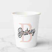 モノグラムモダンとネームPastelピンク 紙コップ (裏面)