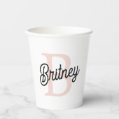 モノグラムモダンとネームPastelピンク 紙コップ (正面)