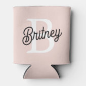 モノグラムモダンとネームPastelピンク 缶クーラー (正面)