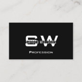 モノグラムモダンとロゴ付きプレーン白黒 名刺 (正面)