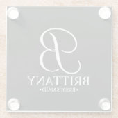 モノグラムモダンと名前Bridesmaid ガラスコースター (裏面)