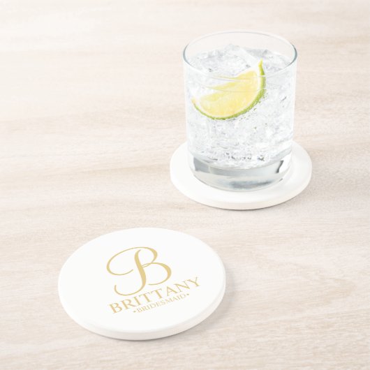 モノグラムモダンと名前Bridesmaid コースター (側面)