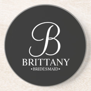 モノグラムモダンと名前Bridesmaid コースター