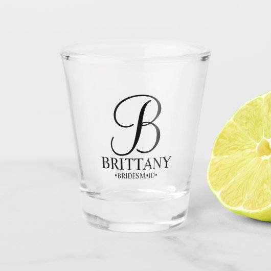 モノグラムモダンと名前Bridesmaid ショットグラス (正面)