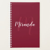 モノグラムモダンと名前Burgundy Red プランナー手帳 (正面)