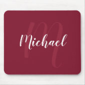 モノグラムモダンと名前Burgundy Red マウスパッド (正面)