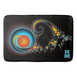 モノグラムモダンのドラゴンムーンフラクタルアート バスマット