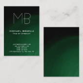 モノグラムモダンの太い緑色の黒の名刺 名刺 (正面/裏面)