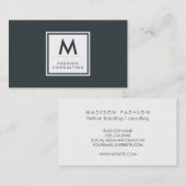 モノグラムモダンの微妙な緑のパターン 名刺 (正面/裏面)