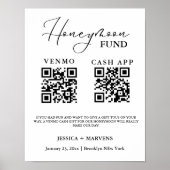 モノグラムモダンの結婚新婚旅行ファンドQRコード ポスター (正面)