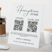 モノグラムモダンの結婚新婚旅行ファンドQRコード 台座サイン (インサイチュ)