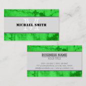 モノグラムモダンの緑のグランジ背景 名刺 (正面/裏面)