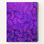 モノグラムモダンの葉葉のパターン紫 ノートブック (裏面)
