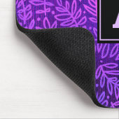 モノグラムモダンの葉葉のパターン紫 マウスパッド (コーナー)