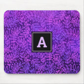 モノグラムモダンの葉葉のパターン紫 マウスパッド (正面)