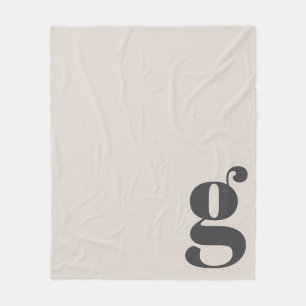 モノグラムモダンはっきりしたイニシャルクリームベージュミニマル フリースブランケット