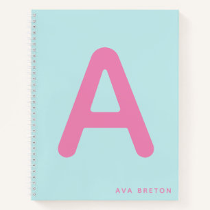 モノグラムモダンはっきりしたイニシャルホットピンクブルー ノートブック