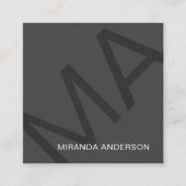 モノグラムモダンはっきりしたタイポグラフィプロフェッショナル スクエア名刺 (正面)