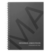 モノグラムモダンはっきりしたタイポグラフィプロフェッショナル ノートブック (正面)