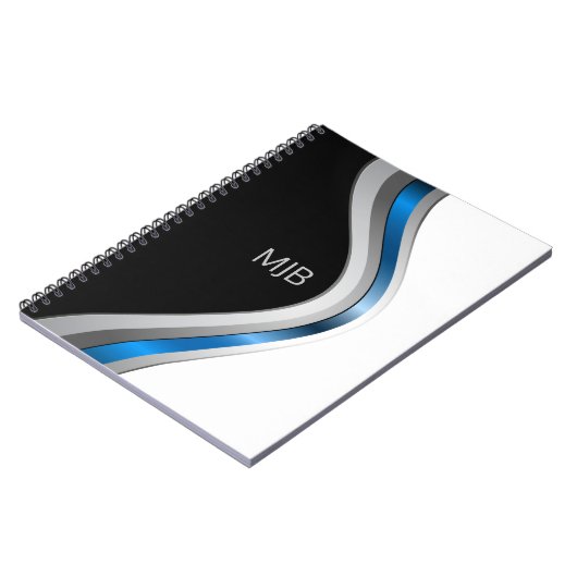 モノグラムモダンを使用したプロフェッショナル曲線パターン ノートブック (左側)