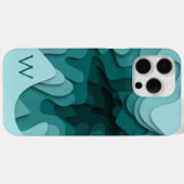 モノグラムモダンアクアターコイズ抽象芸術絵画ズ Case-Mate iPhoneケース (裏面 (横))
