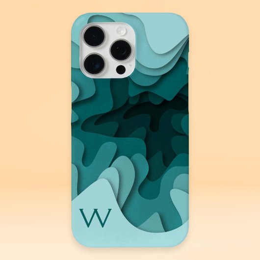 モノグラムモダンアクアターコイズ抽象芸術絵画ズ Case-Mate iPhoneケース
