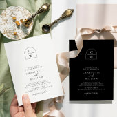 モノグラムモダンアシンプルチルブラックズ結婚ズ 招待状