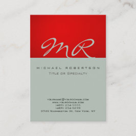 モノグラムモダンアッシュグレーレッドビジネスカード 名刺