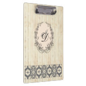 モノグラムモダンアンティークパターンヴィンテージ木材 クリップボード (右)