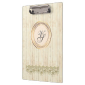 モノグラムモダンアンティークパターンヴィンテージ木材 クリップボード (左)
