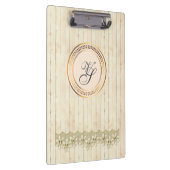 モノグラムモダンアンティークパターンヴィンテージ木材 クリップボード (右)