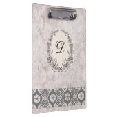 モノグラムモダンアンティーク模様ヴィンテージ花 クリップボード (右)