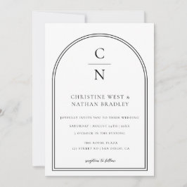 モノグラムモダンアーチ結婚式招待状 招待状