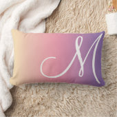 モノグラムモダンイエローピンクパープルグラデーション ランバークッション (ブランケット)