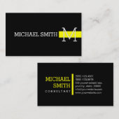 モノグラムモダンイエロープロフェッショナルプレーンブラック 名刺 (正面/裏面)