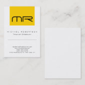 モノグラムモダンイエローホワイトかわいい名刺 名刺 (正面/裏面)