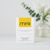 モノグラムモダンイエローホワイトかわいい名刺 名刺 (スタンド正面)