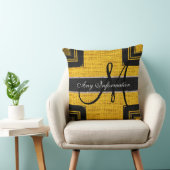 モノグラムモダンイエロー&ブラックバーラップジュ素朴ート クッション (椅子)