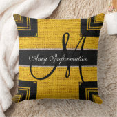 モノグラムモダンイエロー&ブラックバーラップジュ素朴ート クッション (ブランケット)