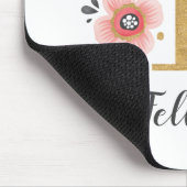 モノグラムモダンイニシャルガーリーピンクフローラ マウスパッド (コーナー)