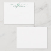 モノグラムモダンイニシャルスクリプトグリーンノート ノートカード (正面/裏面)