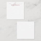 モノグラムモダンイニシャルスクリプトBurgundy Maroon ノートカード (正面/裏面)