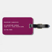 モノグラムモダンイニシャルダークピンクブルゴーニュ ラゲッジタグ (裏面横)