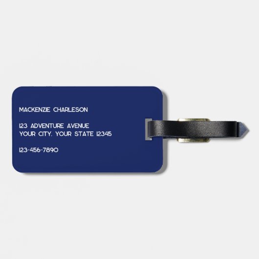 モノグラムモダンイニシャルネイビーブルー ラゲッジタグ (裏面横)