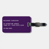 モノグラムモダンイニシャルプラムパープル ラゲッジタグ (裏面横)