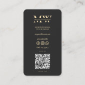 モノグラムモダンイニシャルプロフェッショナルブラック金ゴールド 名刺 (裏面)